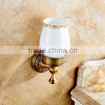 889F Hotel Use Bathroom Accessory Archaize Single Cup Carve Patterns or Designs on Woodwork Single Tumbler Holder