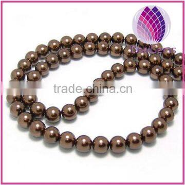 Bead glass pearl coffe10mm round.