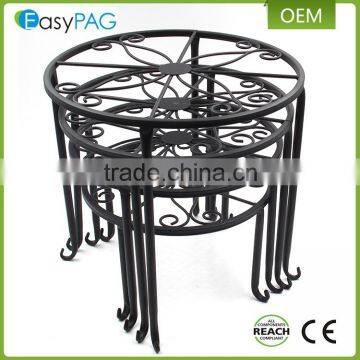 Best Selling Balcony Floor Standing Black Iron Metal Flower Pot Rack