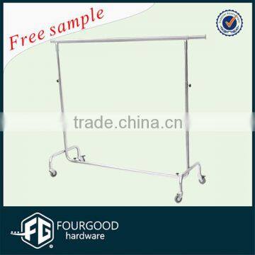 Double Clothes Coat Rail Garment Dress Hanging Display Stand On Wheels