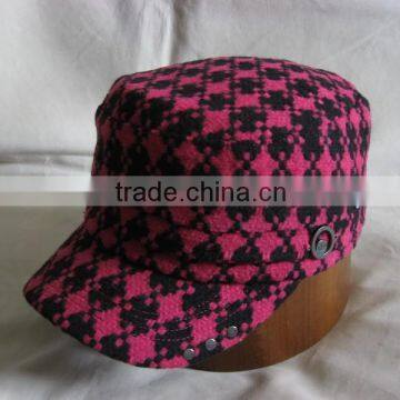 High quality Ladies Fashion cap with leather trims