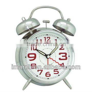 silvery-2 twin bell clock,table clock