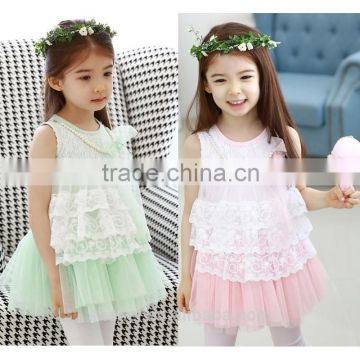 NEW arrival lace ruffle girls dress casual vest dress