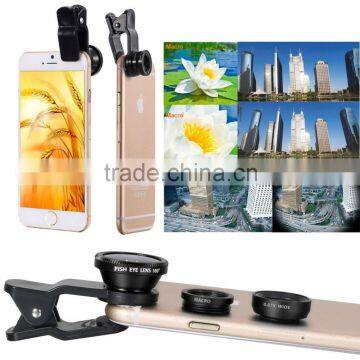 Universal Phone Lens 3 In1 Cell Phone Camera Lens Kits,fish eye lens for cell phone camera