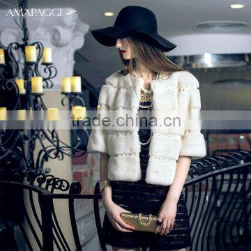 2015 fashion short white mink fur jackets for sale