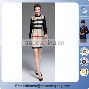 2016 Fashion Ladies Designer Plaid Fancy Dress Women Slim Fit Maxi Dress