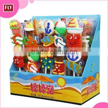 Sugar Coated Colorful Gelatin Lollipops, Animal Shape Jelly Lollipop Candy