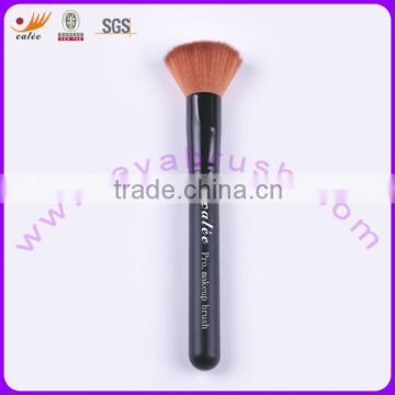 Owned Brand Square Edge Brown Synthetic Hair Matt Black Wood Handle Individual Blush Brush