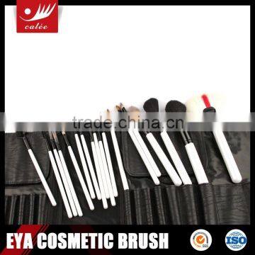 Eya cosmetic brush set,made of white wooden handle and black aluminum ferrule