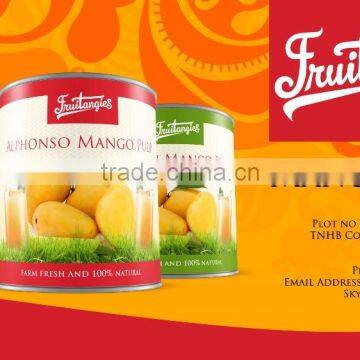 sweet mango pulp in cans and drums