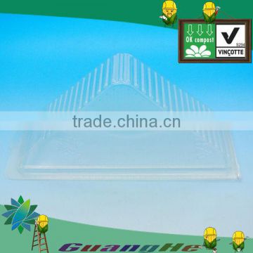 100% compostable disposable transparent PLA plastic sandwitch box /Compostable Plastic Cake Slice