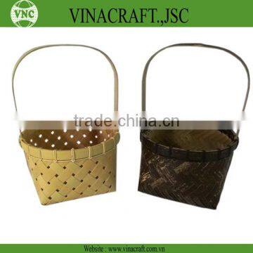Antique bamboo flower basket cheap with handle