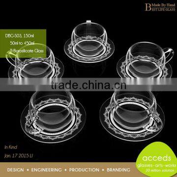 Eco Friendly Personalized Borosilicate Personalized Tea Cup Saucer Set photo-4
