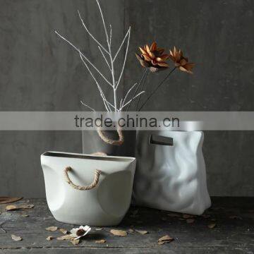 Ceremic Modern Design Bag Shape Flower Vase photo-3