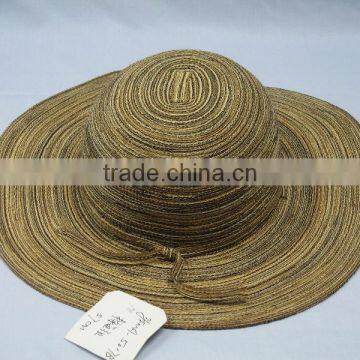 brown stripe straw hat