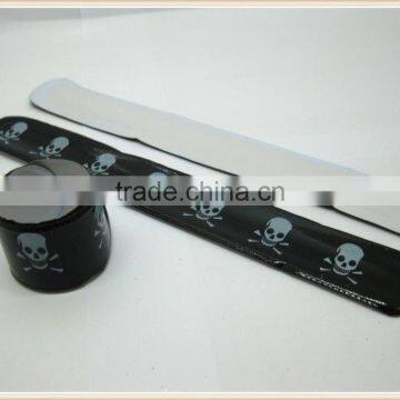 100 Black Skull Reflective Magic Ruler Slap Band Bracelets