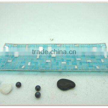 Hotel Decoration Blue Shimmering Mirrored Mosaic Fresh Art Deco Vase photo-3