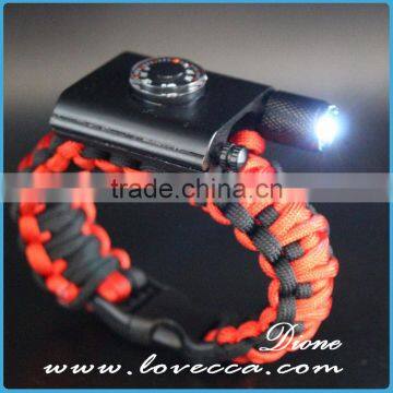 Outdoor Survival Custom Color Gear Escape Paracord Bracelet With Flint / Whistle / LED Light /Flashlight/Thermometer/Scraper photo-2