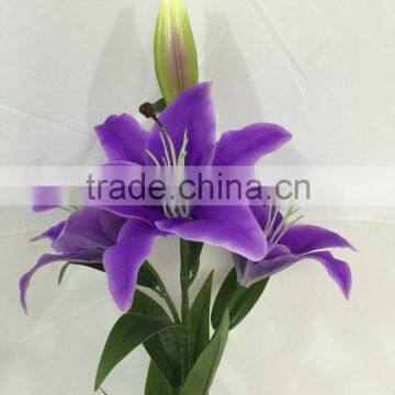 3 Flower Heads Artificial Lily Flower for Floral Arrangement