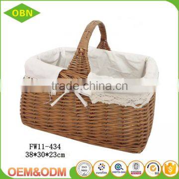 High Quality Durable Handled Wicker Empty Picnic Baskets photo-2