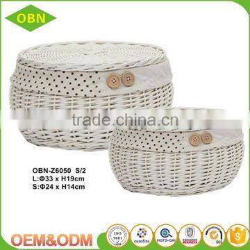 China Wholesale Customized Handmade 100% Natural Antique Wicker Egg Basket With Fabric Cover photo-5