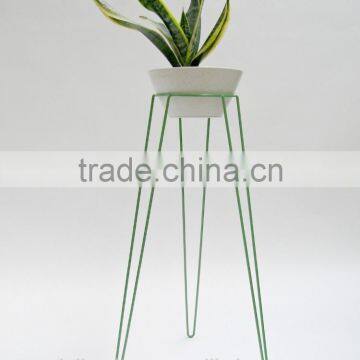 Colorful metal patio hairpin plant stand green