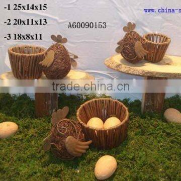 easter hen decor-rattan