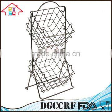 Wire Storage Rack 2 Tier Kitchen Fruit Vegetable Basket Organizer Stand photo-2