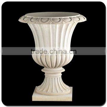 Garden decoration natural stone white marble flowerpot