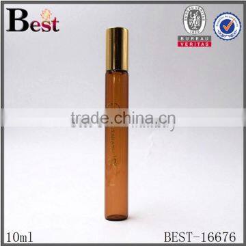 cosmetic packaging fragrance perfume essential oil long thin amber browm roll on bottle 10ml tube glass bottle roll on wholesale