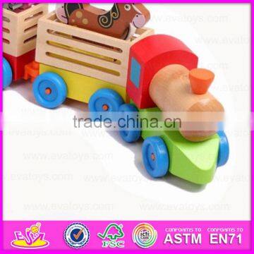 Kid's Intelligence Wooden Pull Along Train Toy With Animal Blocks W05C019 photo-5
