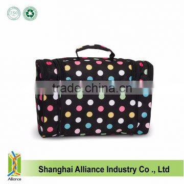 Promotional 600D Polyester travel cosmetic bag, beautiful cosmetic bag with Polka Dot Color