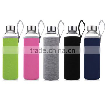 Hot Selling New Clear Glass Sport Water Bottle With Protective Bag 360ml/550ml Fruit Outdoor Bike Bottles Excellent Qualtiy