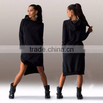 2017 Autumn Custom OEM Black Longline Hip Hop Women High Qulaity Plain Wholesale Blank Hoodies photo-3