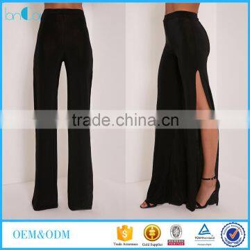 Black side split slinky latest design women trousers