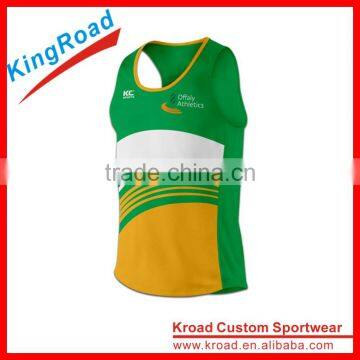 Quick dry fit running singlet with sublimated printing, running tanks for mens and ladies