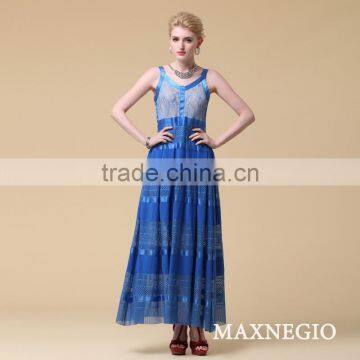 Spaghetti Strap Sheath Mid-Calf Holiday Skirt Long Blue Summer Maxi Dresses photo-5
