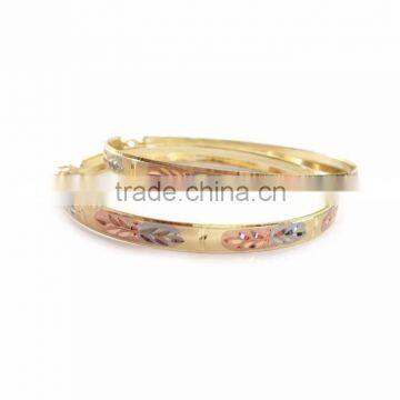 3Tone Gold plated Diamond cut bangles earring