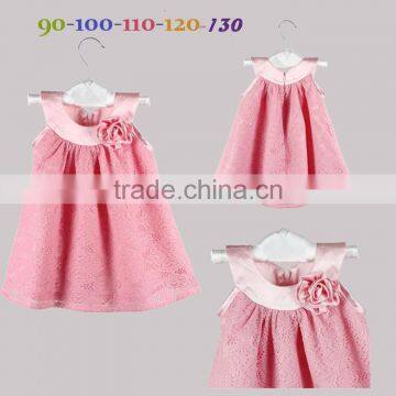 new girls 2015 summer lace dress kids pink lace flower dresses children elegant fork dress