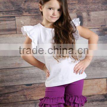 Hot Sale Children Wear 100% Cotton Ruffle Tshirt Match Ruffle Shorts Wholesale Children Clothing photo-6