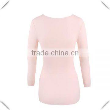 Wholesale Long Sleeve Maternity T-shirt Plain Longline V Neck T Shirt Pregnancy Clothing Women Maternity Wear