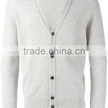 2015 mens' office style business knitted white cahmere cardigan with black button