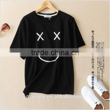 Yellow and Black Cotton Tee Cute Smiley Face Unisex Emoji T Shirt photo-3