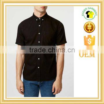 Black Denim Short Sleeve Casual Shirt