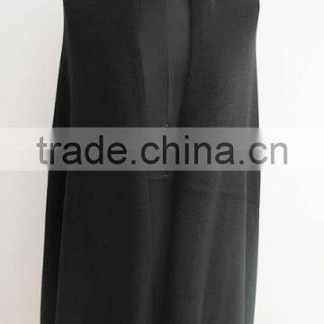 2014 Fashion ladies black plain knit poncho sweater