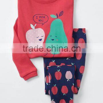 Girls nightwear set with apple print