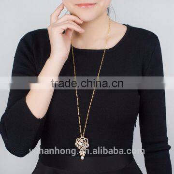 Wholesale Natural Pearls 925 Silver Jewelry Women Micro Pave CZ Shiny One Stone Flower Necklace photo-3