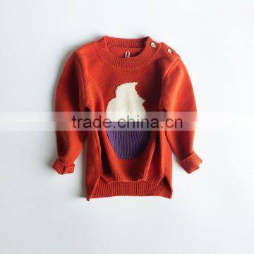 S17700A Wholesale Round Neck Long Sleeve Cotton Knit Kid Sweater