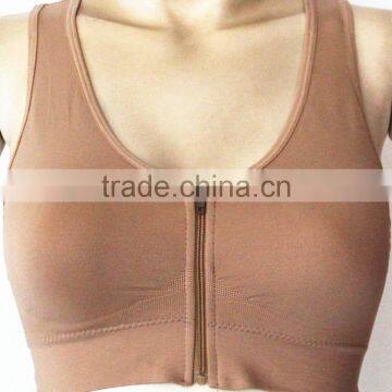 seamless front close zipper double layer with removable sponge sports bra