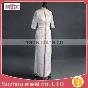 2017 Short Sleeve Sheath/Column New Wedding Dress Lace Appliques photo-3